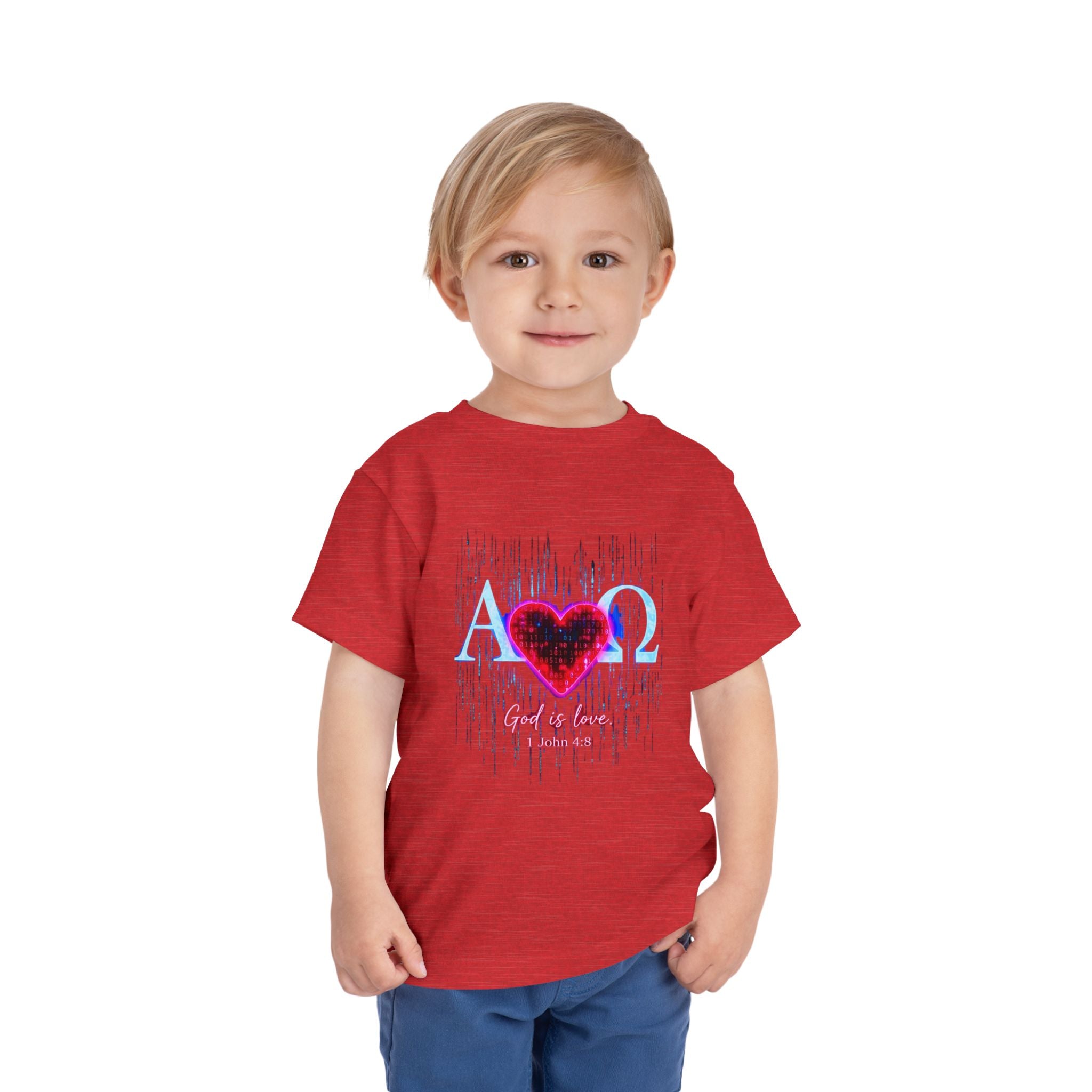 Alpha Omega Heart toddler tee | Christian scripture design