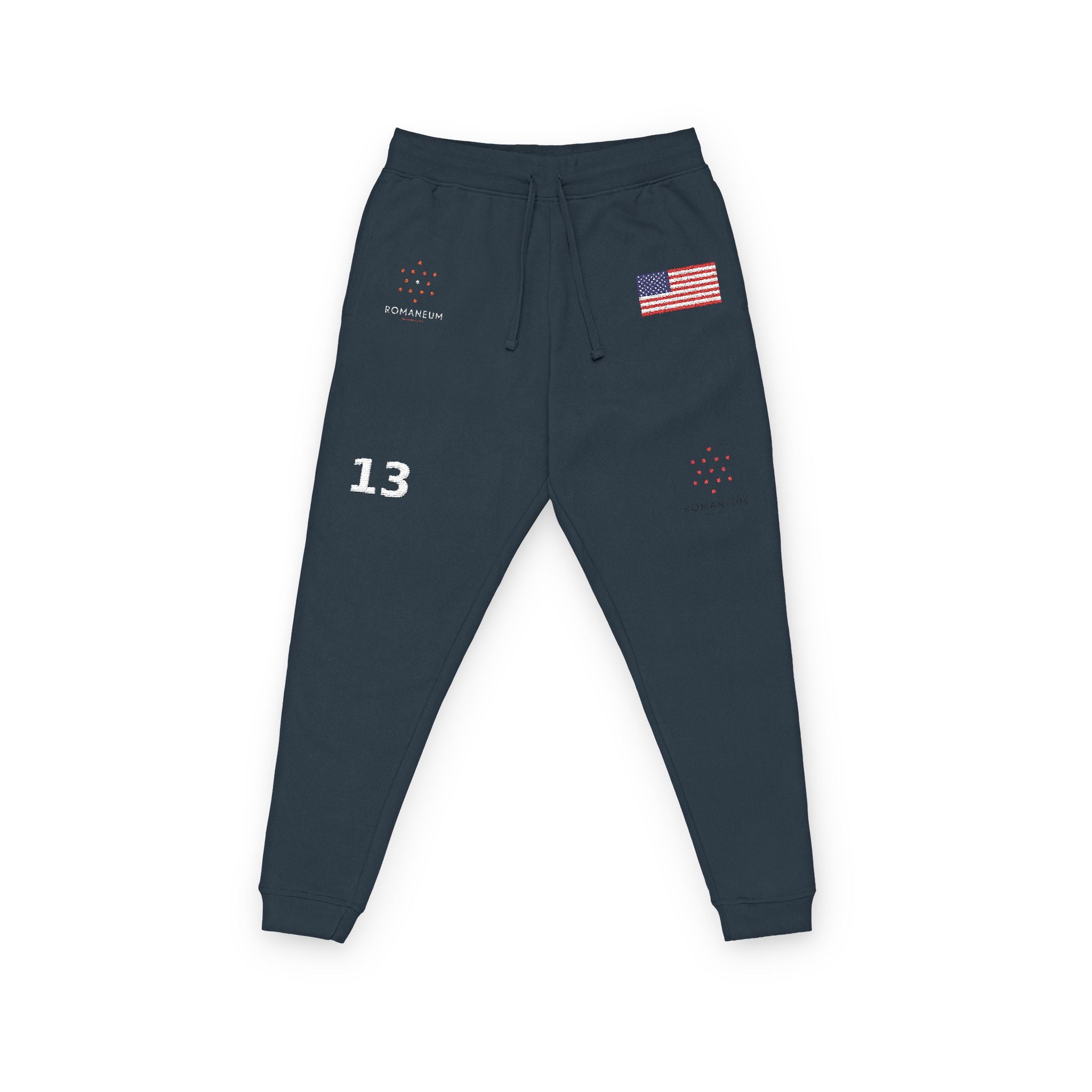 Embroidered American Flag Jogger | Number 13 Fleece Sweatpants
