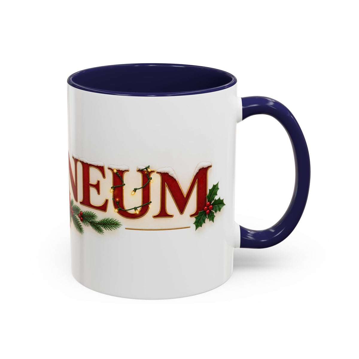 Christmas Accent Coffee Mug - Festive Garland & Bow Holiday Drinkware (11/15oz)