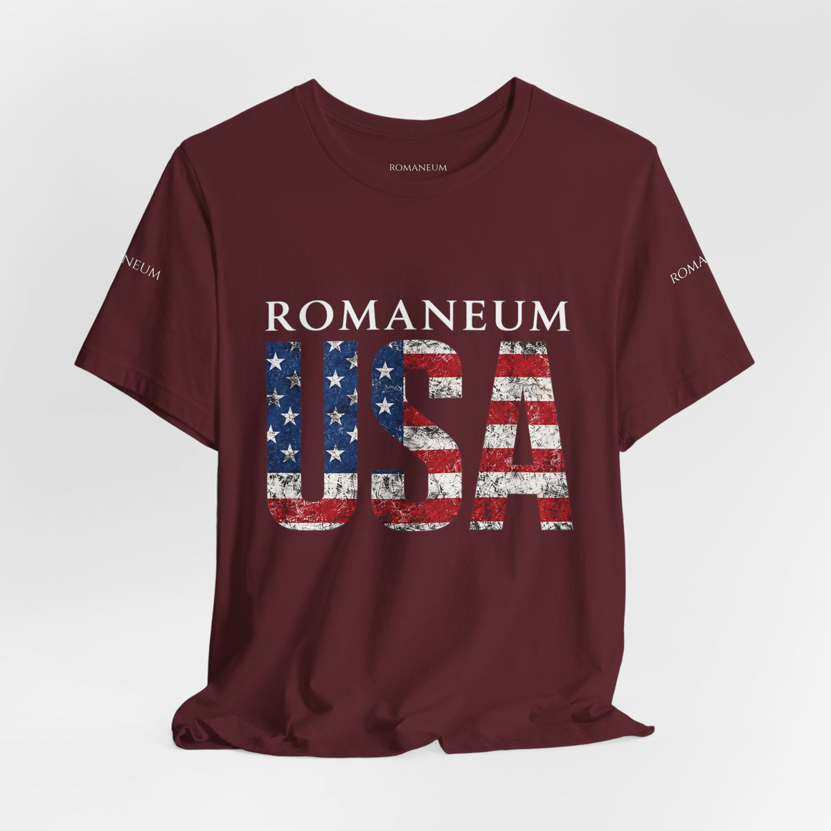 Romaneum USA Flag T‑Shirt — Patriotic American Graphic Tee