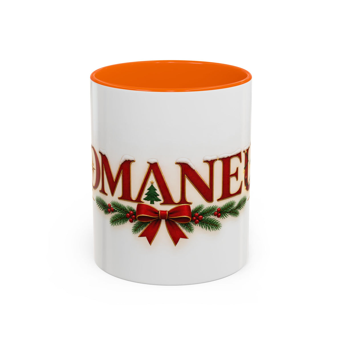 Christmas Accent Coffee Mug - Festive Garland & Bow Holiday Drinkware (11/15oz)