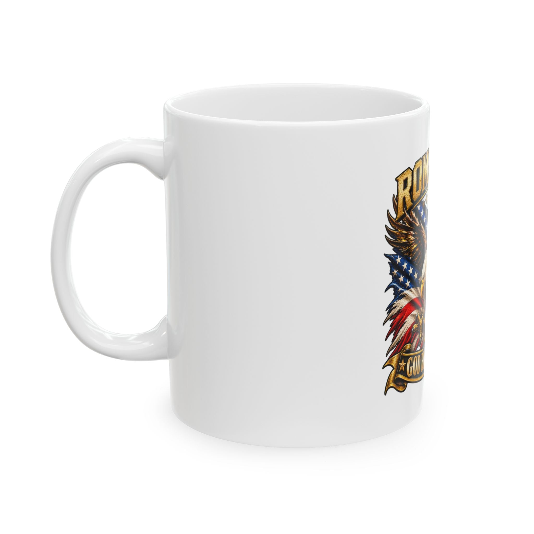 Ceramic Mug — Patriotic Bald Eagle "God Bless America" Coffee Cup