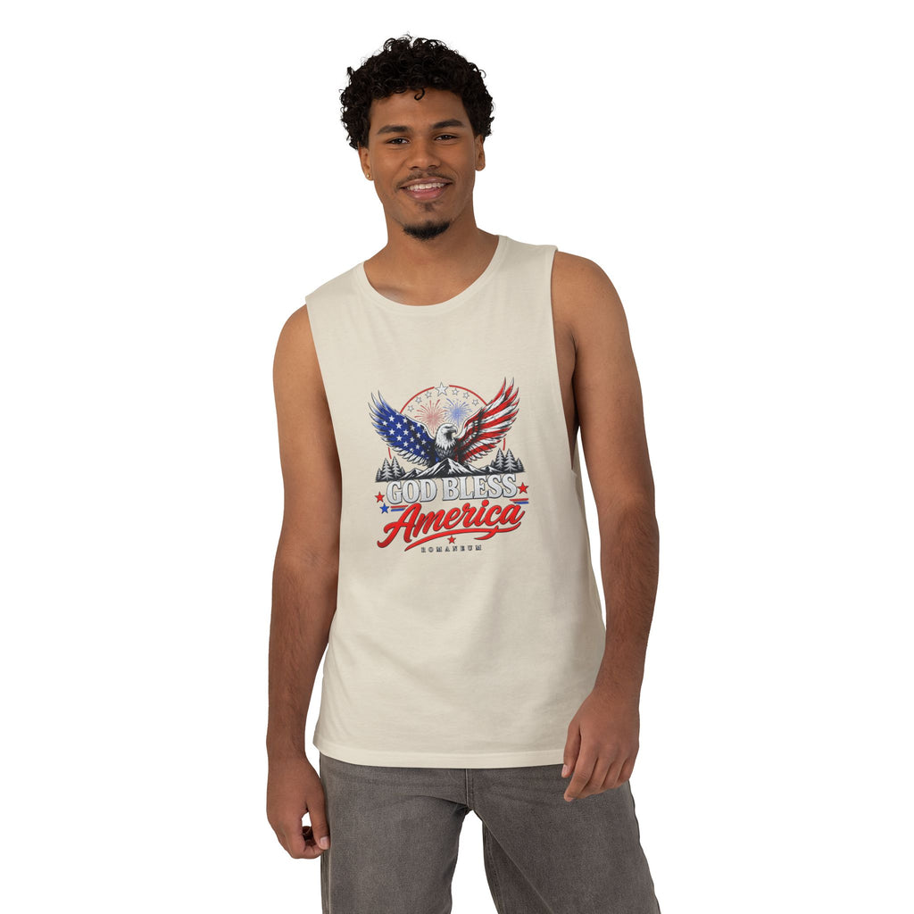 God Bless America Eagle Tank Top — Patriotic Romaneum USA Flag Muscle Tee