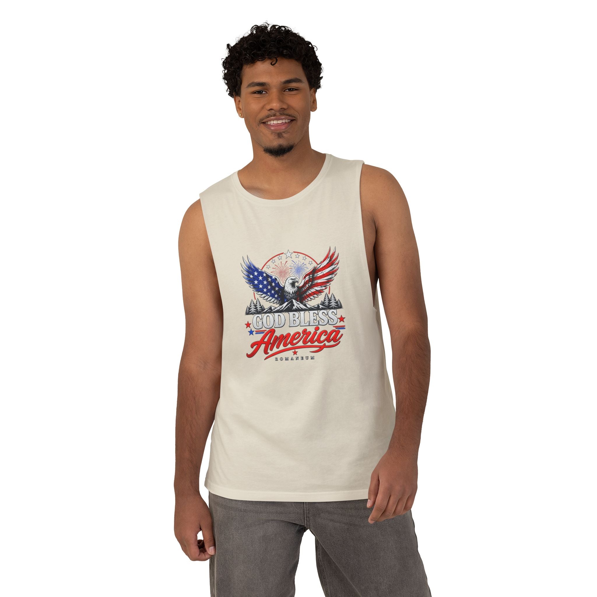 God Bless America Eagle Tank Top — Patriotic Romaneum USA Flag Muscle Tee