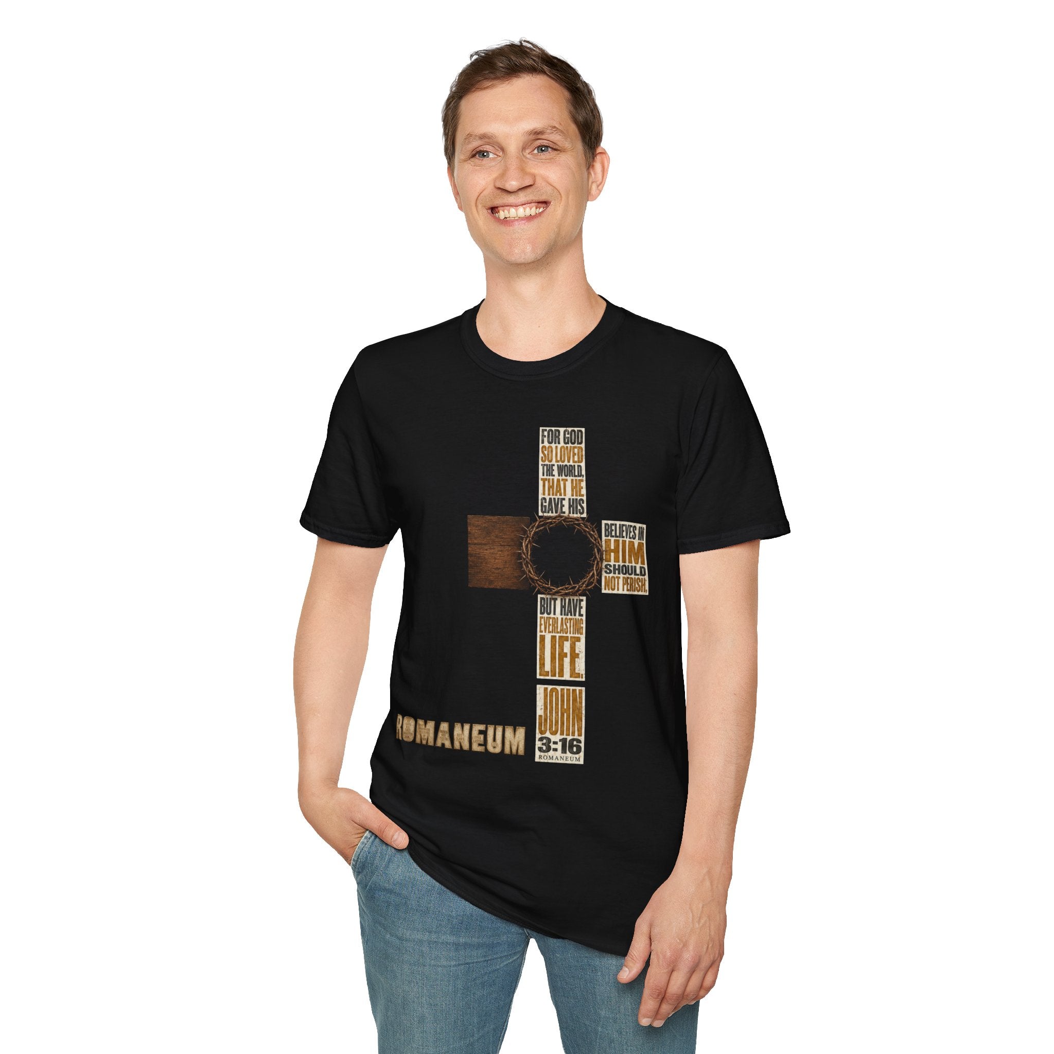 John 3:16 Cross T-Shirt — Faith Tee (For God So Loved)