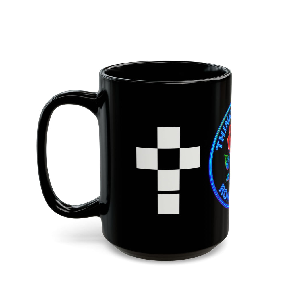 Think Like God Rose Mug — Romaneum Gothic Cross Black Coffee Cup
