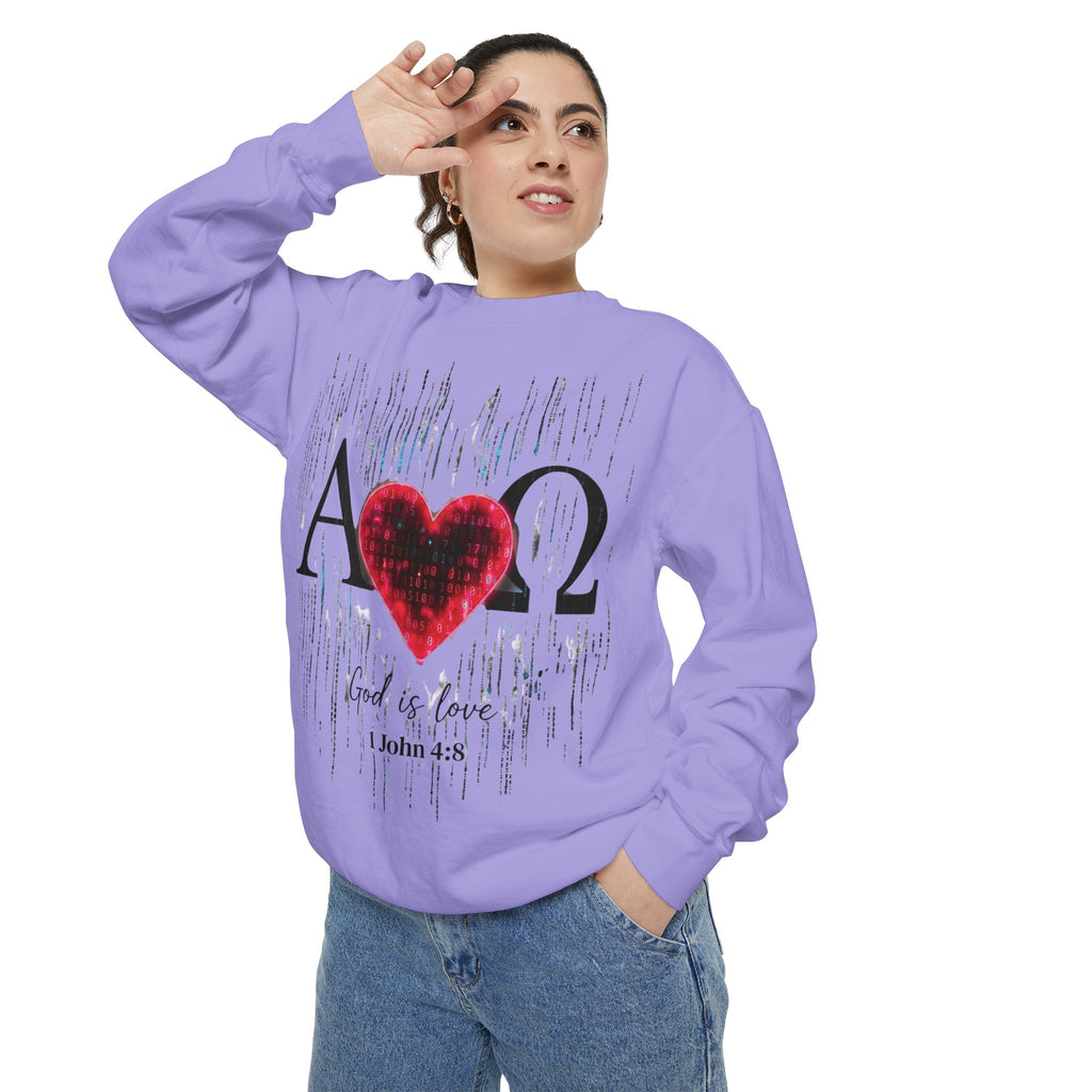Alpha Omega Heart design sweatshirt | God is Love 1 John 4:8 RomanEum