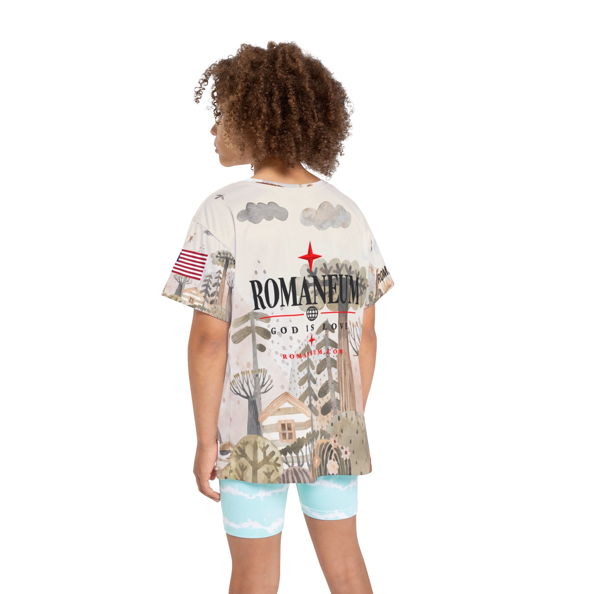 Kids All-Over Print Jersey — 'Amor Roma / God Is Love' Romaneum Sports Tee