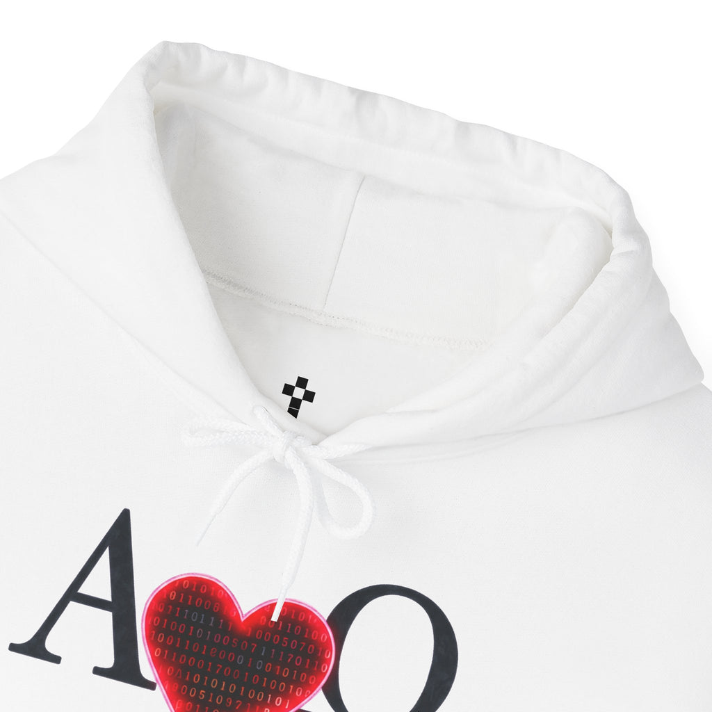 Romaneum Alpha Omega Heart Hoodie | God is Love 1 John 4:8 Christian Hoodie