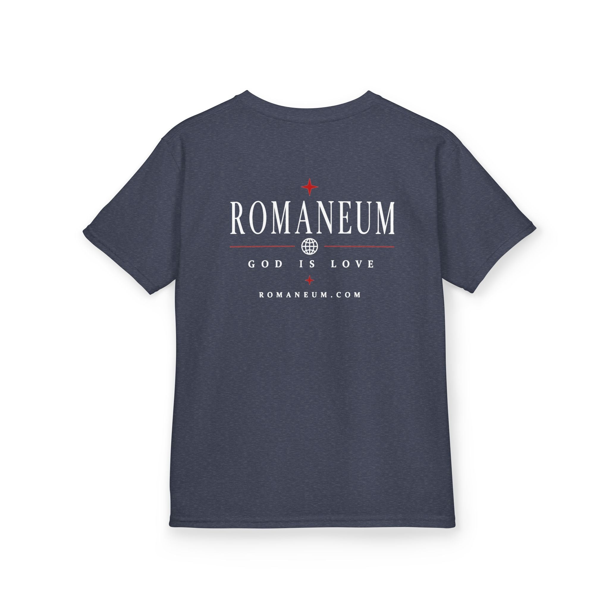 Kids Tee — "Amor Roma / God is Love" Religious Graphic Shirt