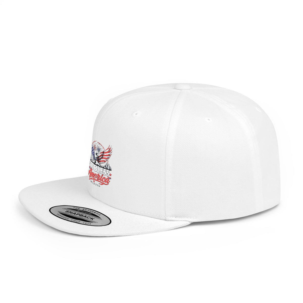 Patriotic Eagle Flat Bill Snapback Hat — America USA Flag Design
