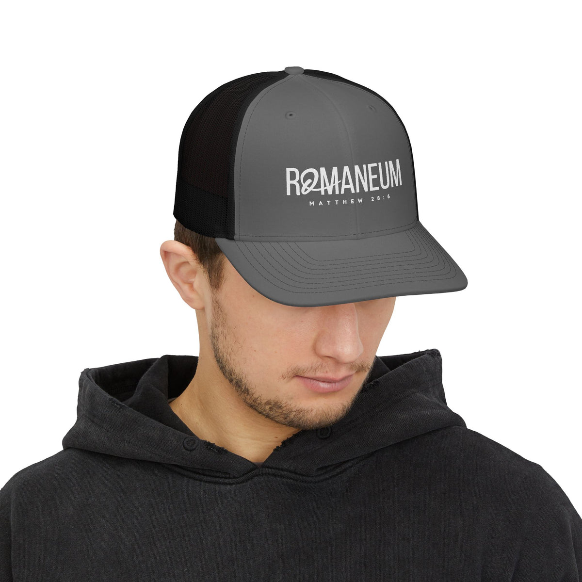 Romaneum Matthew 28:6 Trucker Hat —Snapback Cap