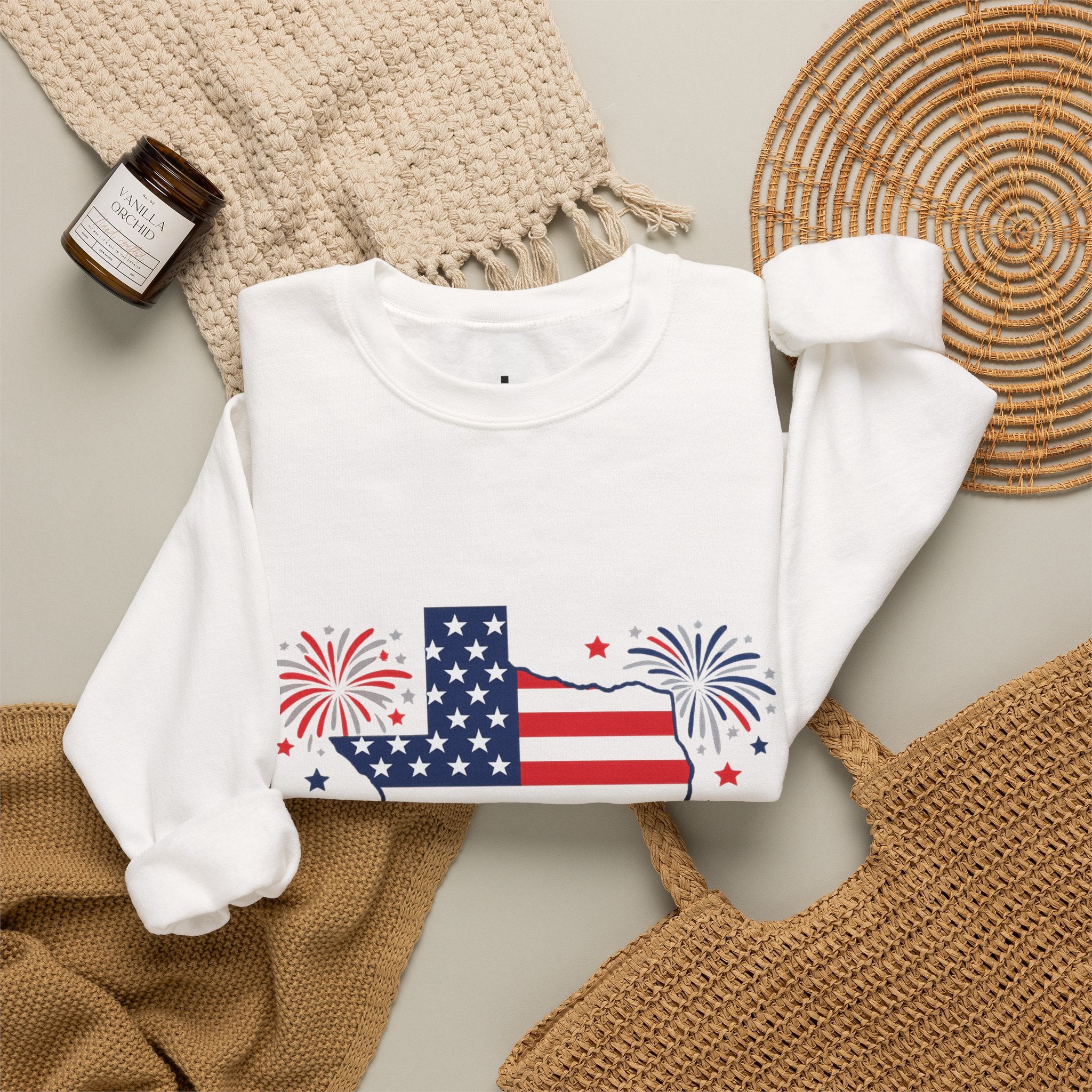 Romaneum God Bless America Flag Heart sweatshirt | Patriotic 4th of July crewneck