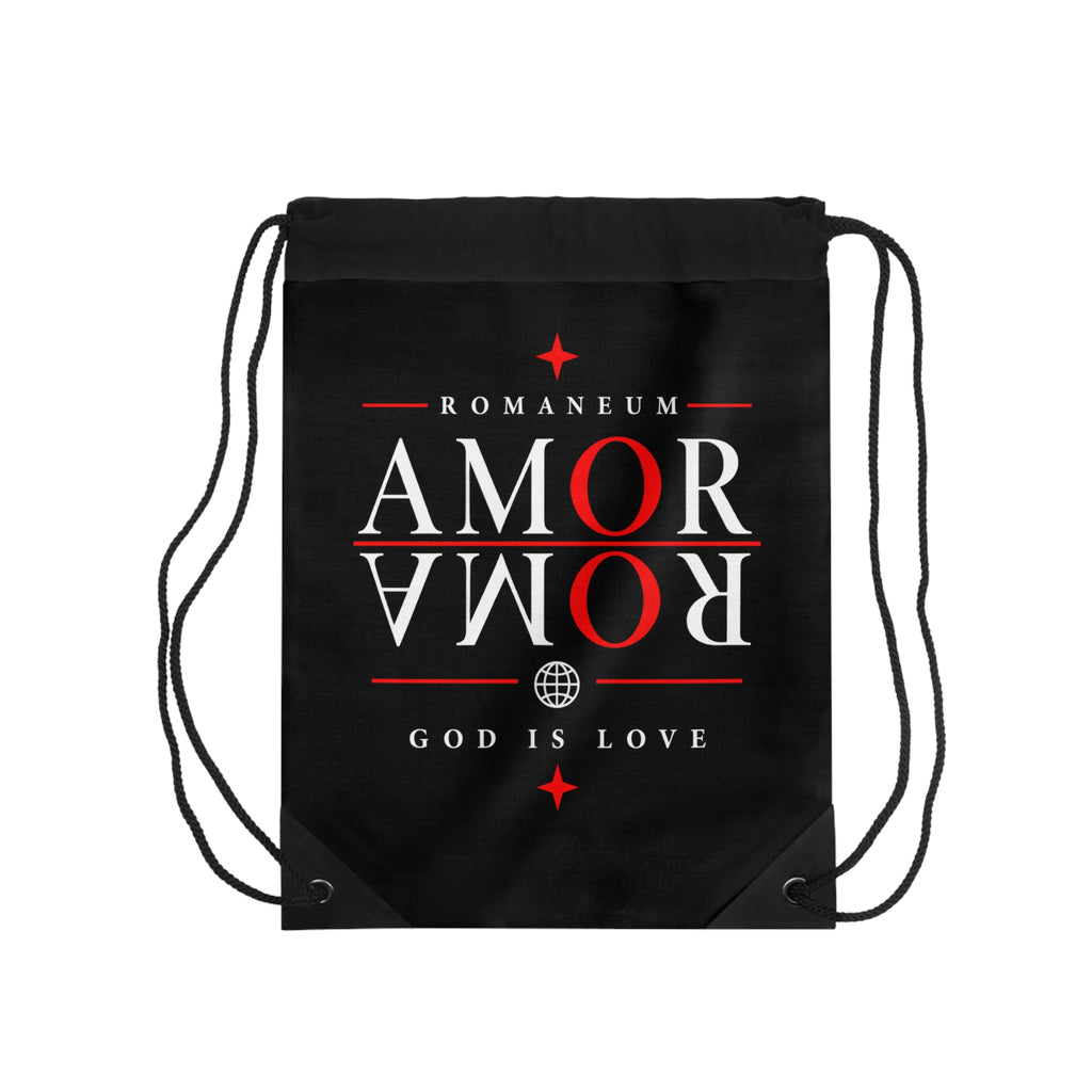 Drawstring Bag — AMOR/ROMA 'God Is Love' Reversible Graphic Gym Sack