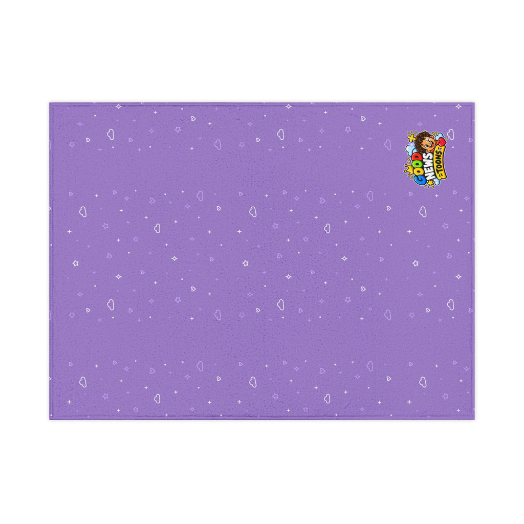 Toddler Blanket — Purple Starry Dot Kids Throw with Cartoon 'GOOD NEWS TOONS' Logo