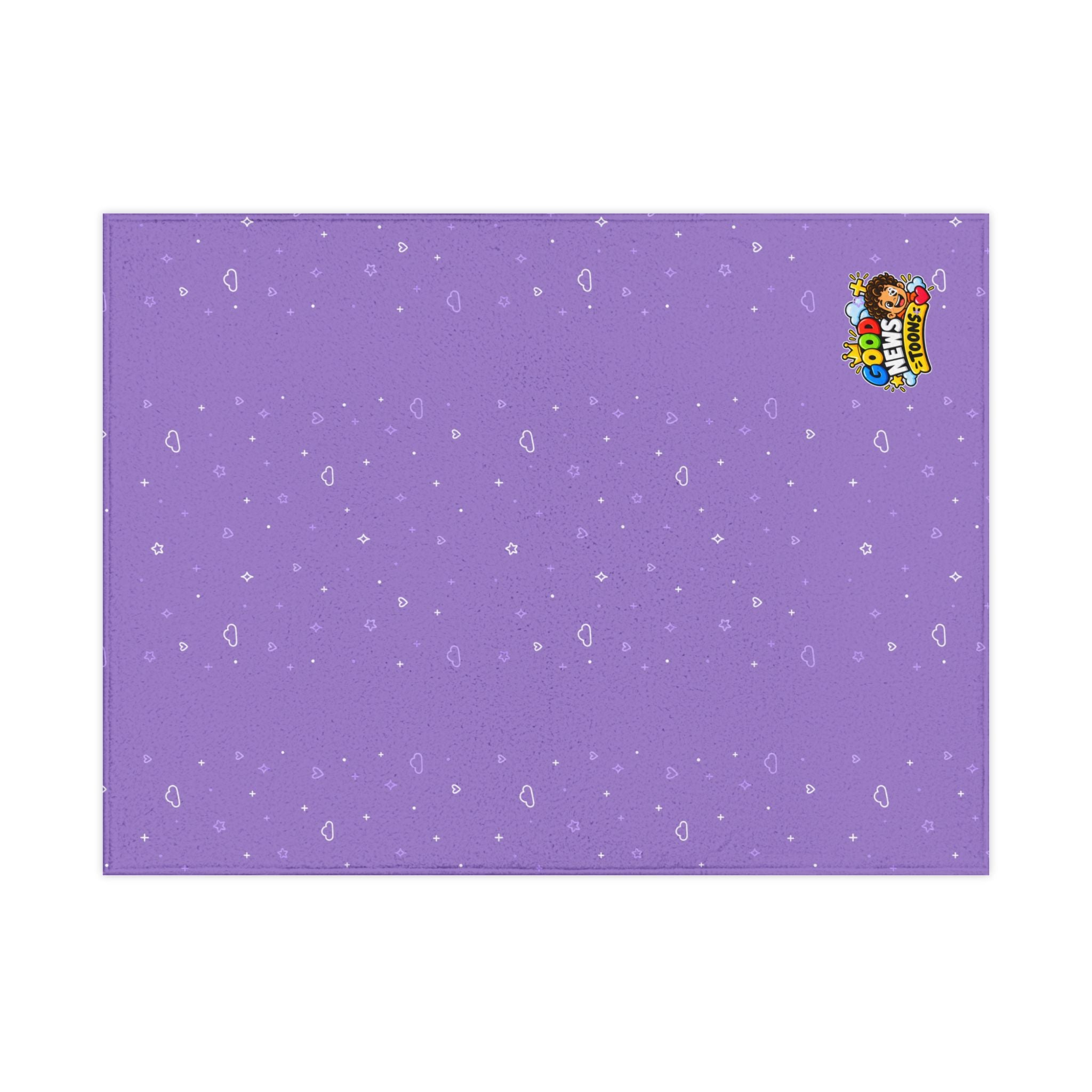 Toddler Blanket — Purple Starry Dot Kids Throw with Cartoon 'GOOD NEWS TOONS' Logo