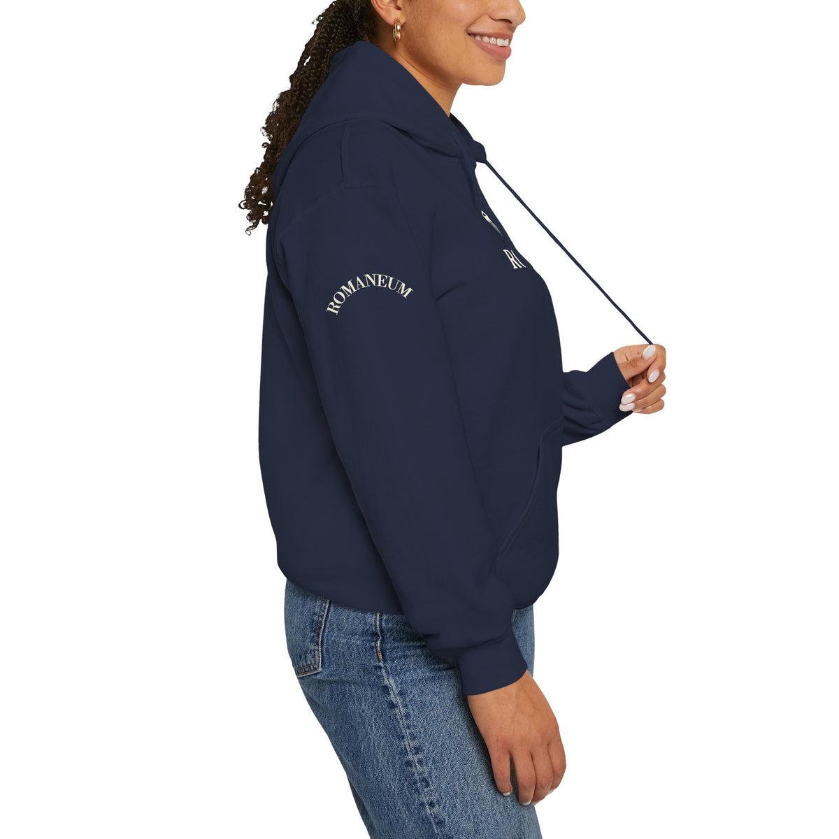 Romaneum Logo Hoodie – Classic Black Pullover with Roman Temple Design