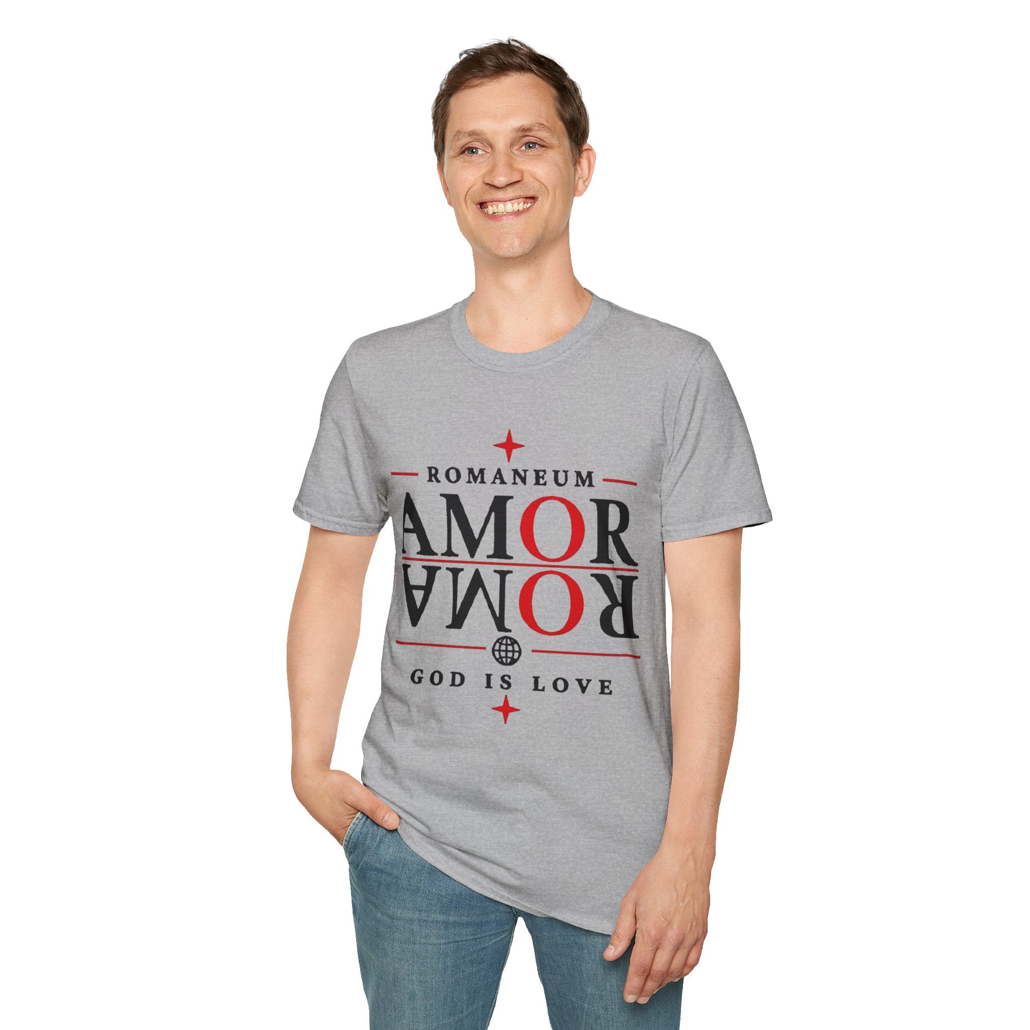 Amor/Roma 'ROMANEUM' Graphic T‑Shirt — 'AMOR' Reflection Design (God Is Love)