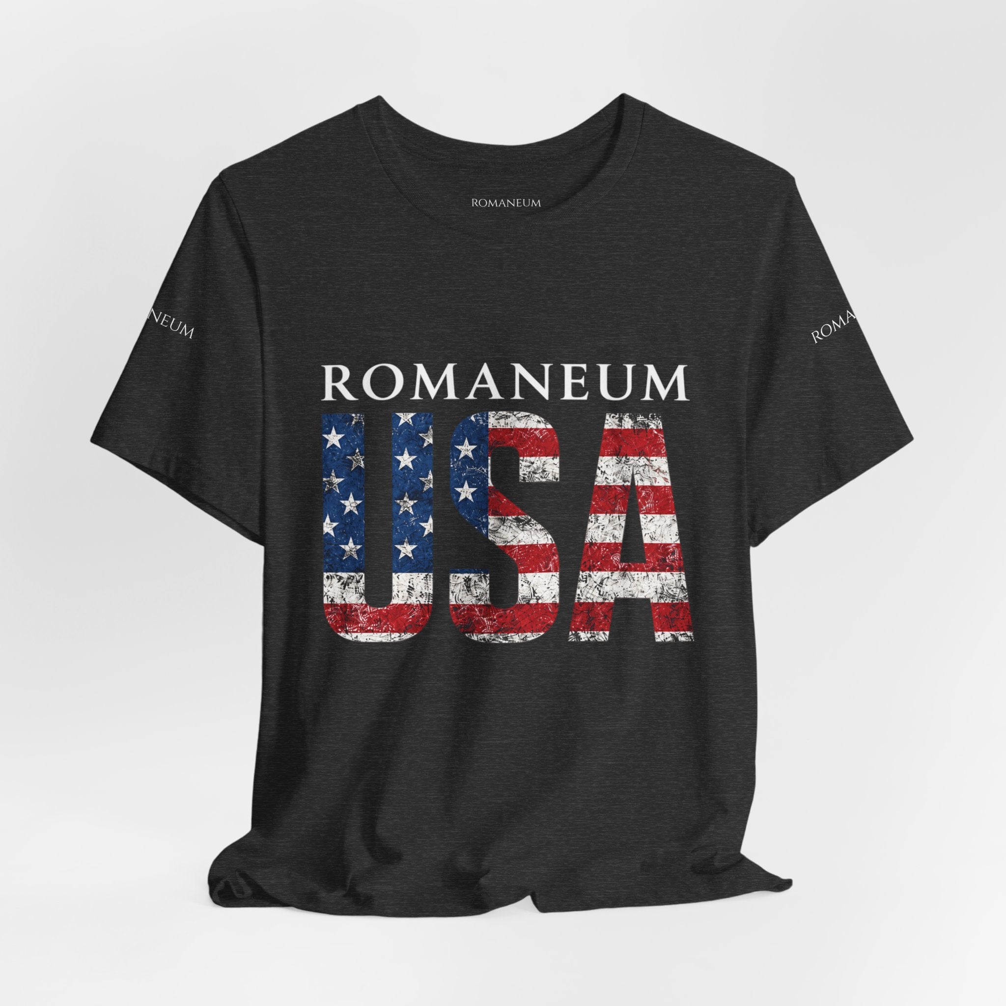 Romaneum USA Flag T‑Shirt — Patriotic American Graphic Tee