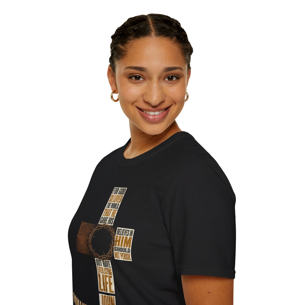 John 3:16 Cross T-Shirt — Faith Tee (For God So Loved)