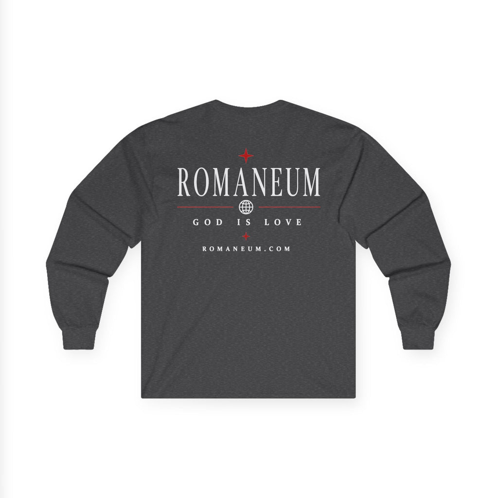 Long Sleeve Tee — "AMOR" Romaneum God Is Love Religious Graphic Shirt