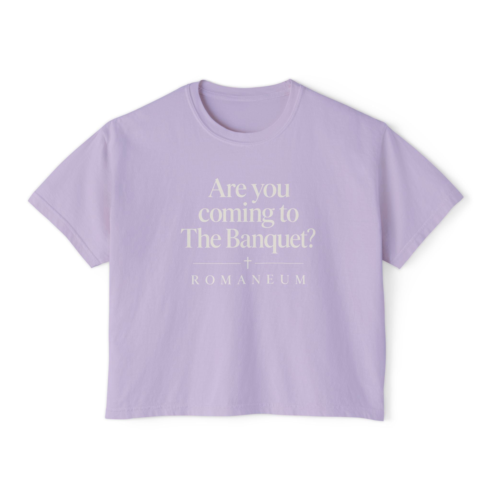 Are You Coming to The Banquet? Boxy Tee — Romaneum Christian Graphic Shirt