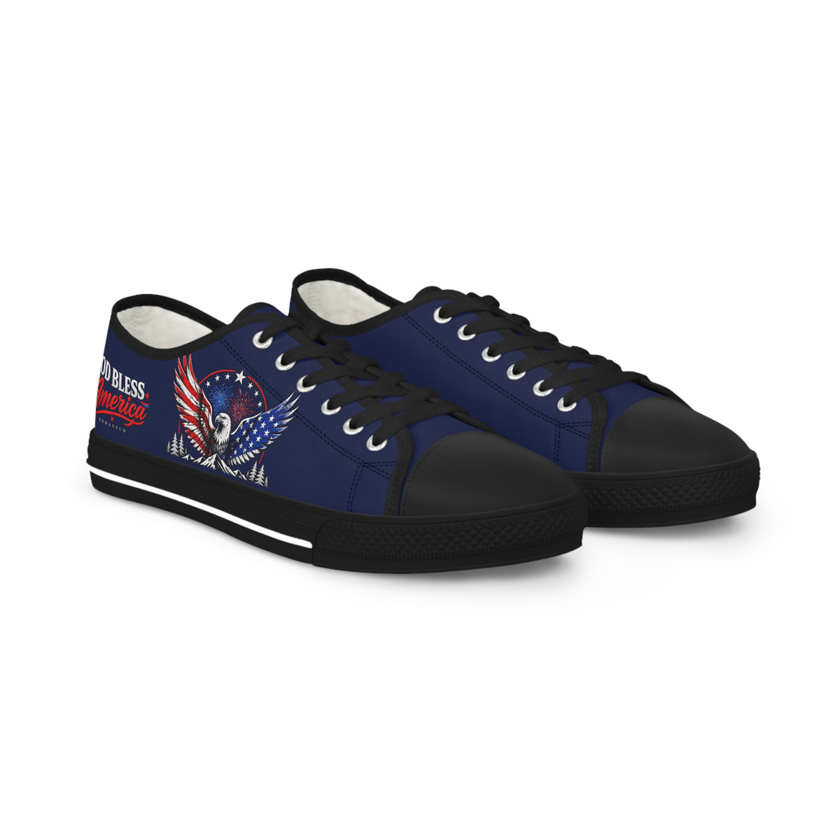 Patriotic Eagle Low Top Sneakers – God Bless America Men’s Canvas Shoes