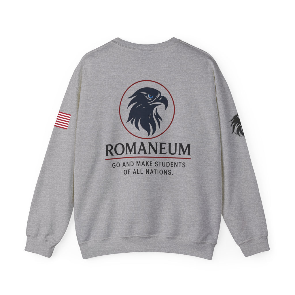 Romaneum eagle crest Crewneck sweatshirt | Romaneum logo, American flag sleeve