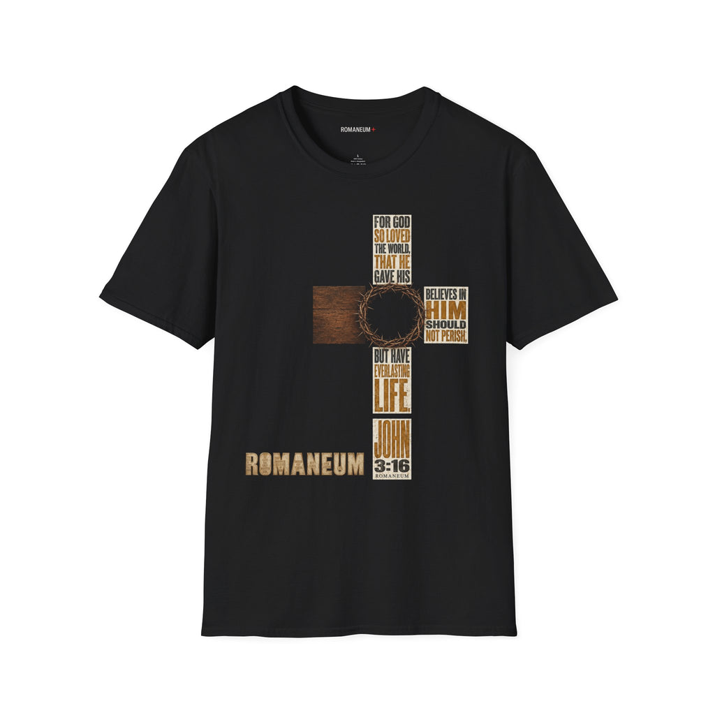 John 3:16 Cross T-Shirt — Faith Tee (For God So Loved)