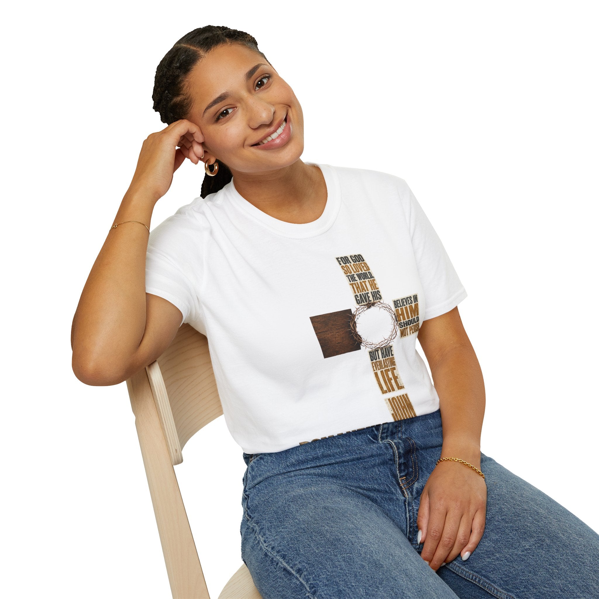 John 3:16 Cross T-Shirt — Faith Tee (For God So Loved)