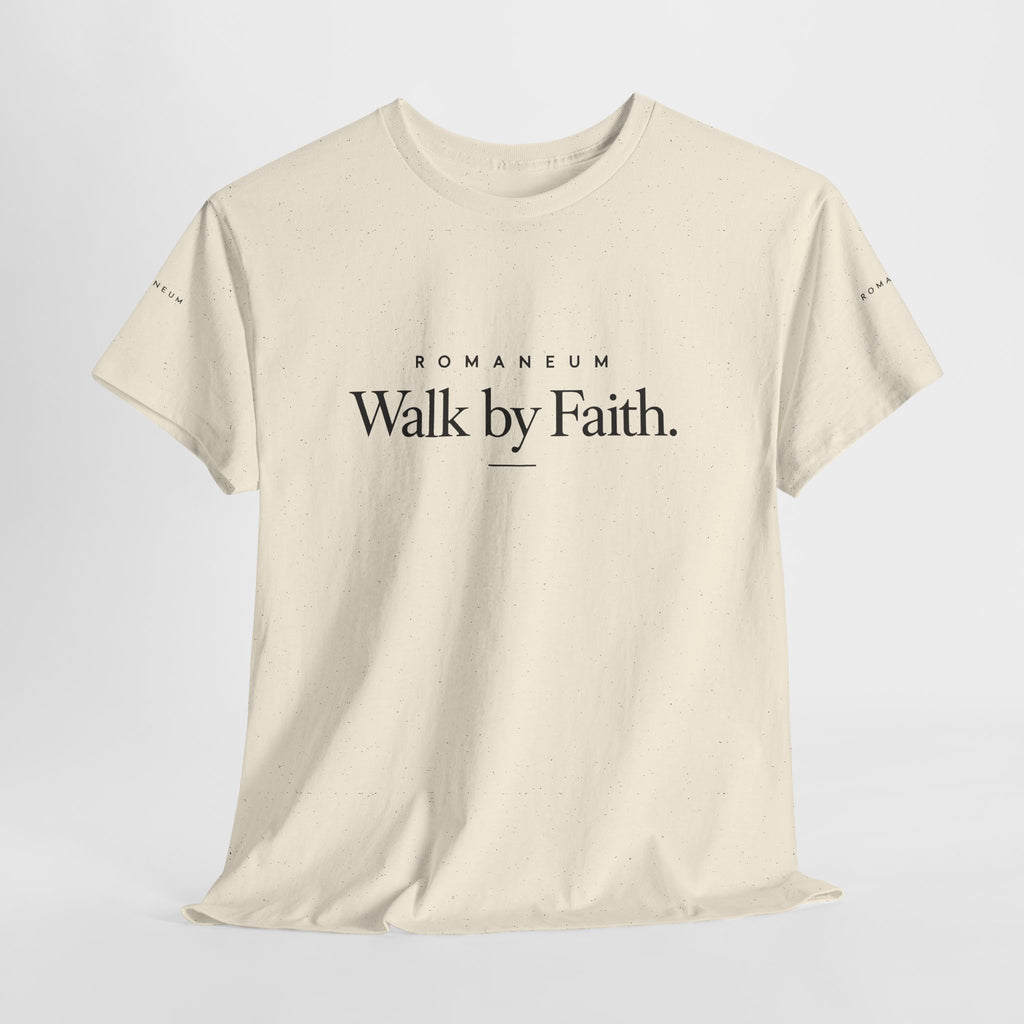 Walk by Faith Tee — Christian Scripture Shirt (Romans/1 Corinthians)