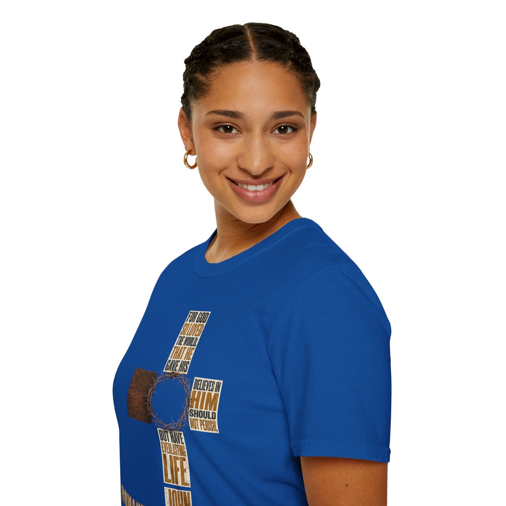 John 3:16 Cross T-Shirt — Faith Tee (For God So Loved)