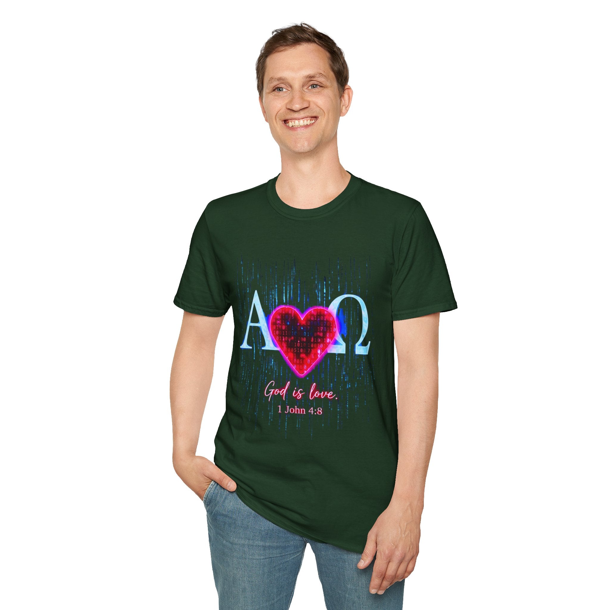 Alpha Omega Heart T-Shirt | Christian Scripture John 3:16 Design