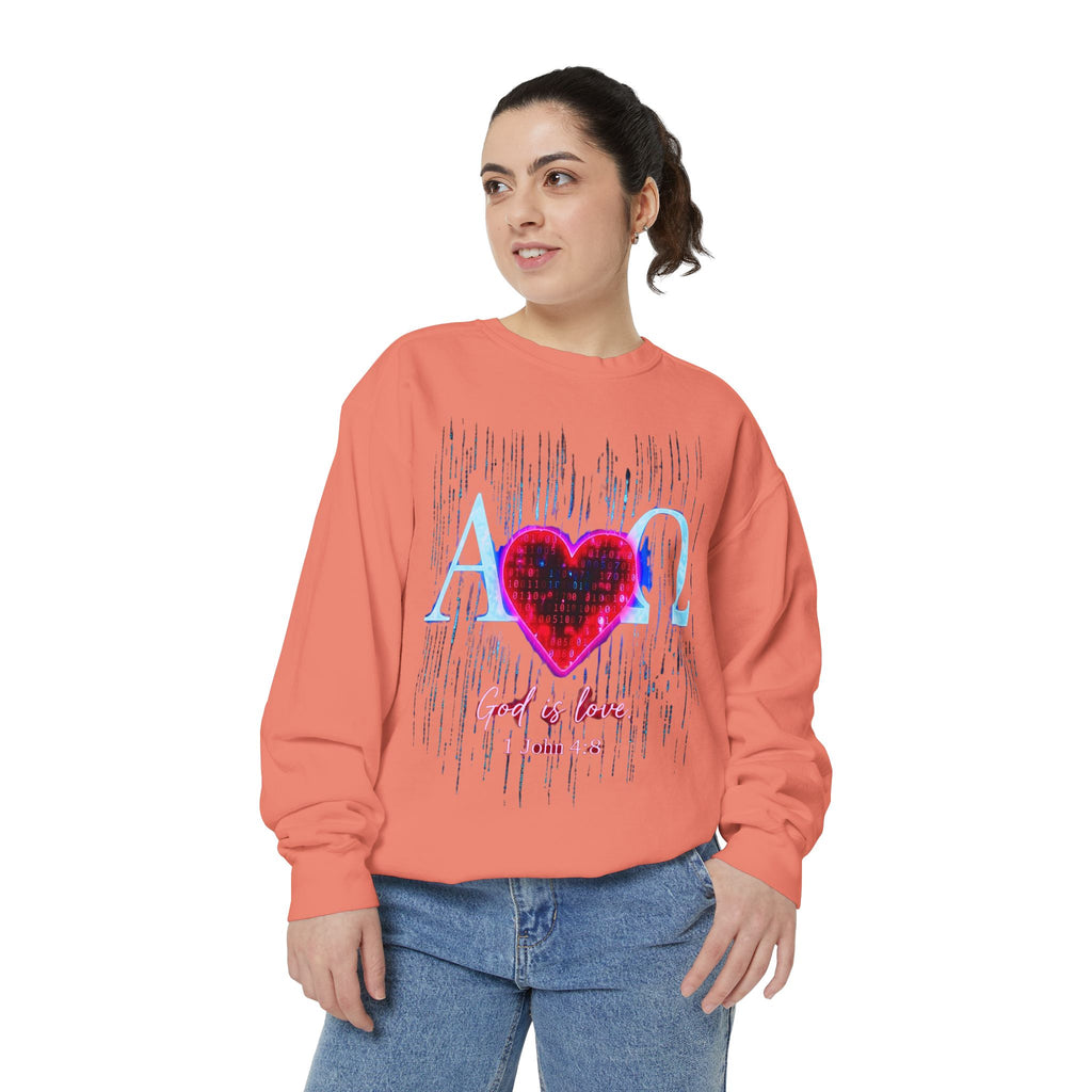 Alpha Omega Heart design sweatshirt | God is Love 1 John 4:8 RomanEum