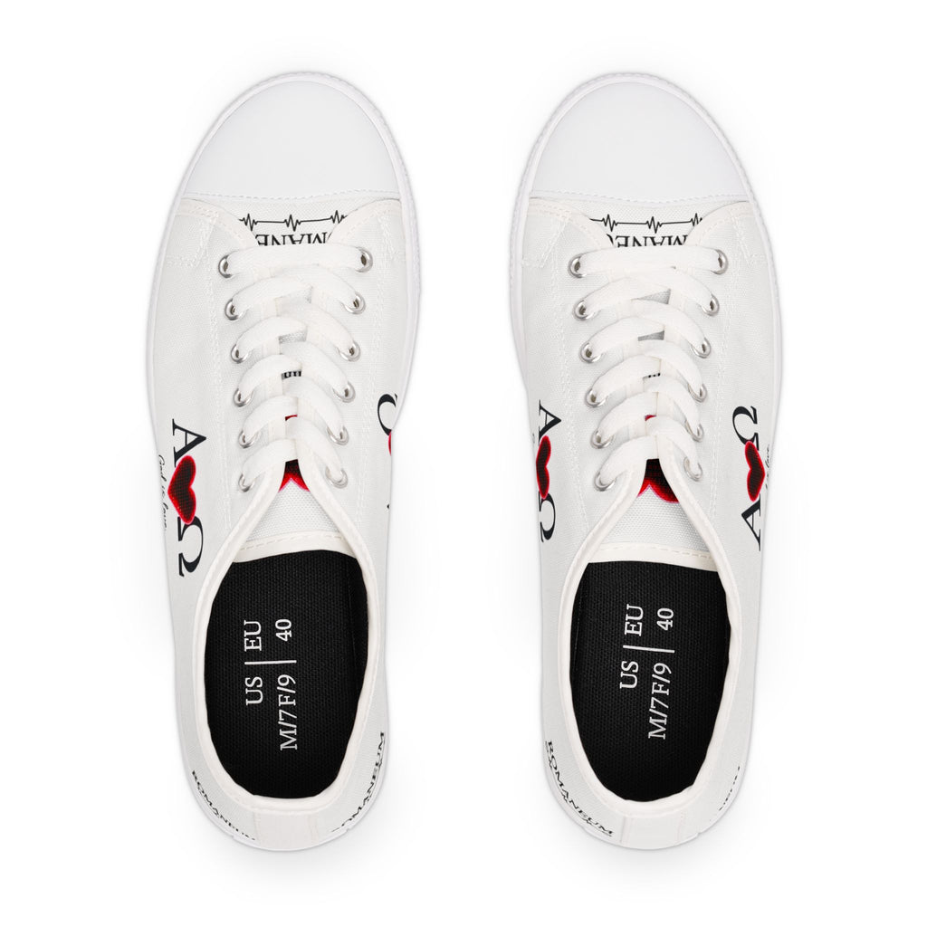 Alpha Omega Heart design Women's Low Top Sneakers | Christian faith love symbol