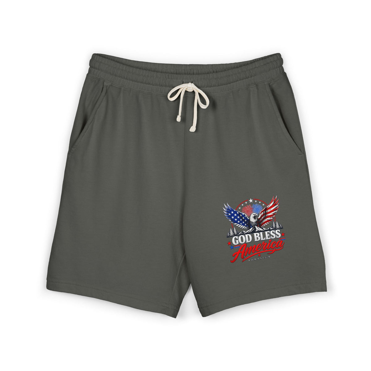 Patriotic Eagle Sweat Shorts — 'Land of the Free' Graphic Cotton Fleece Shorts